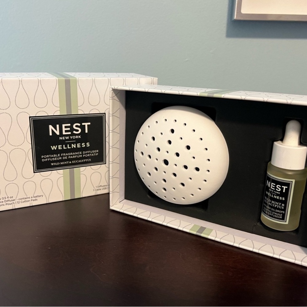NEW NEST portable, fragrance diffuser, wild, mint, and eucalyptus